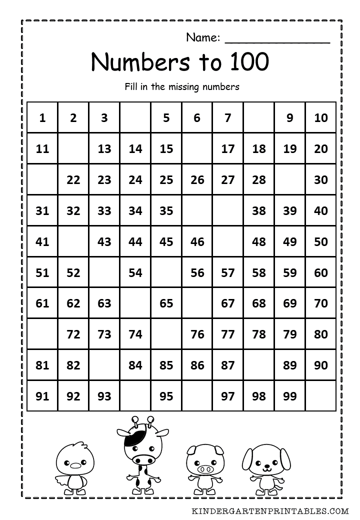 Numbers to 100 Worksheet | Kindergarten math worksheets counting ...