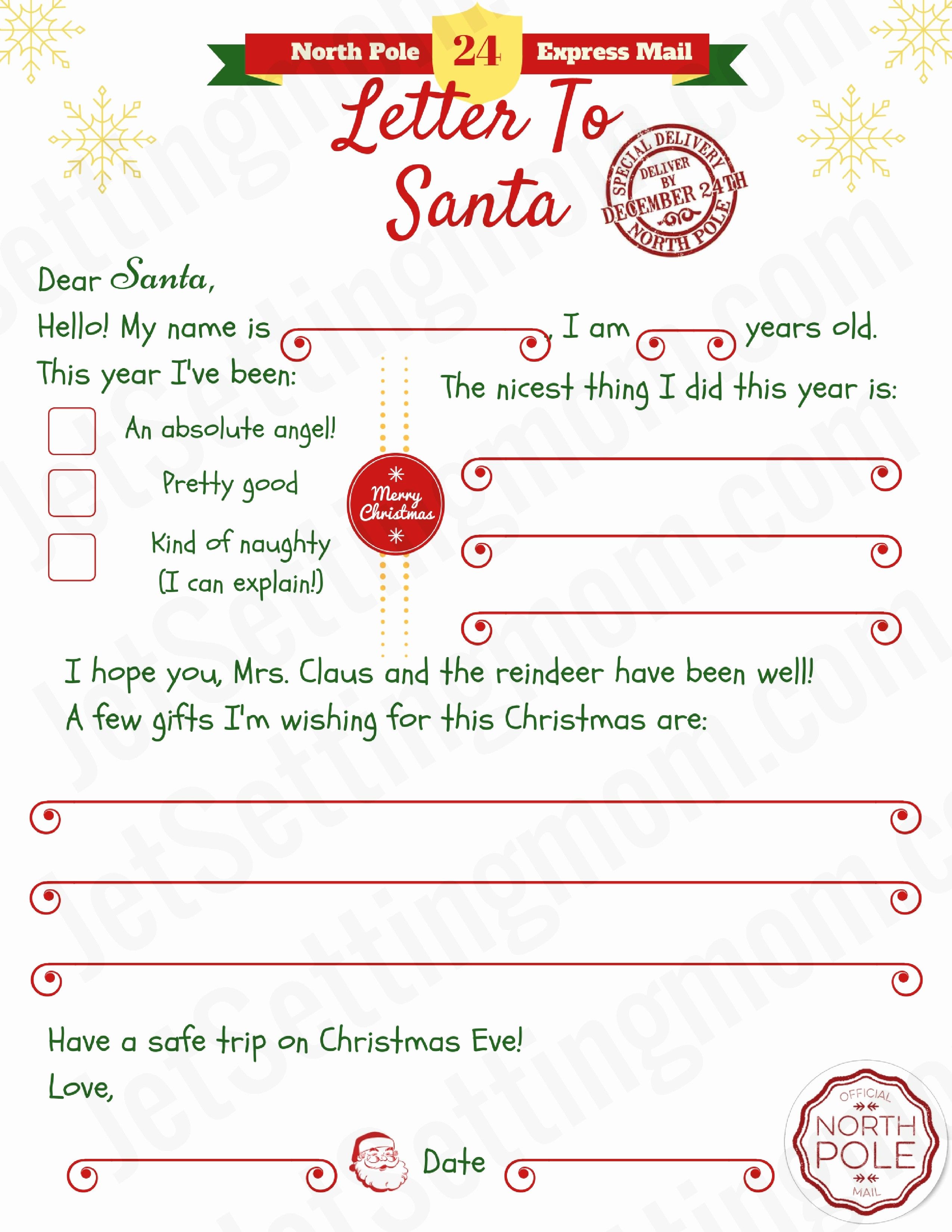 Santa Letter Template Word