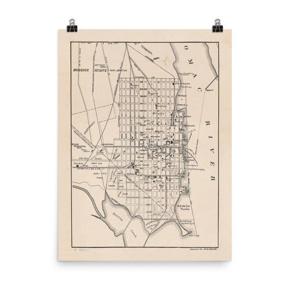 Old Town Alexandria Virginia Map 1911 Vintage City & Street | Etsy ...