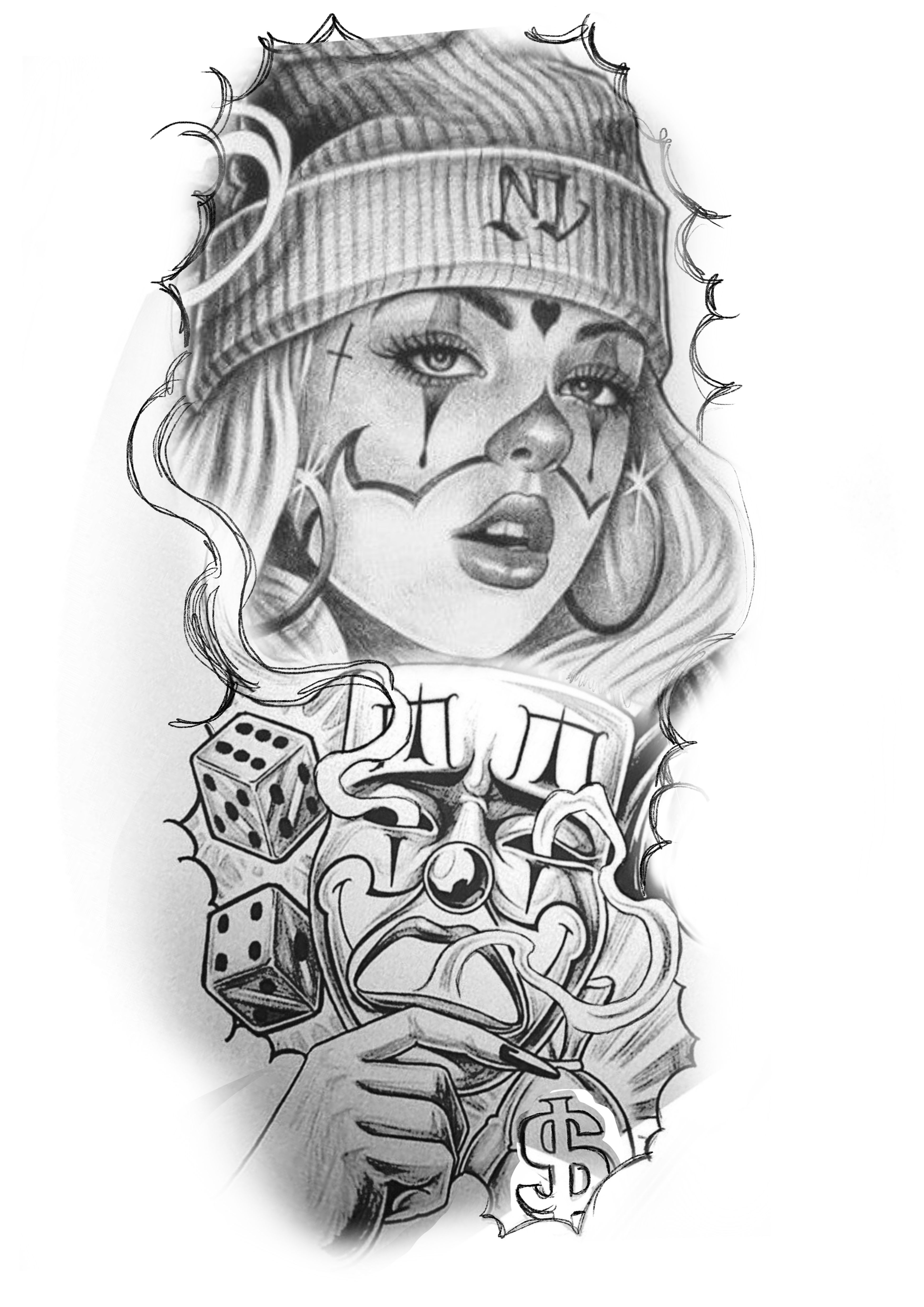 Pin oleh Carlos Daniel di Desenhos | Tato gangster, Sketsa tato, Ide tato