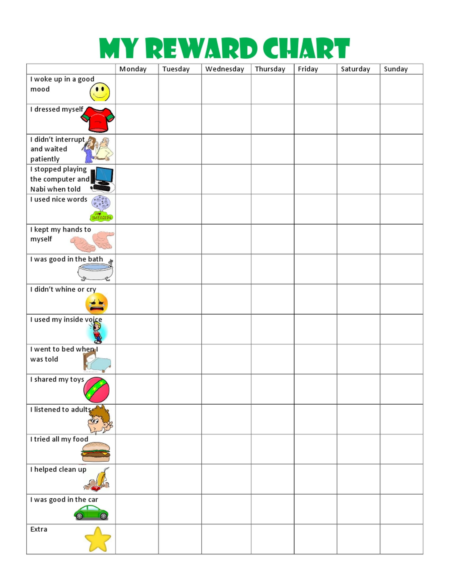 Behavior Charts For 6 Year Olds