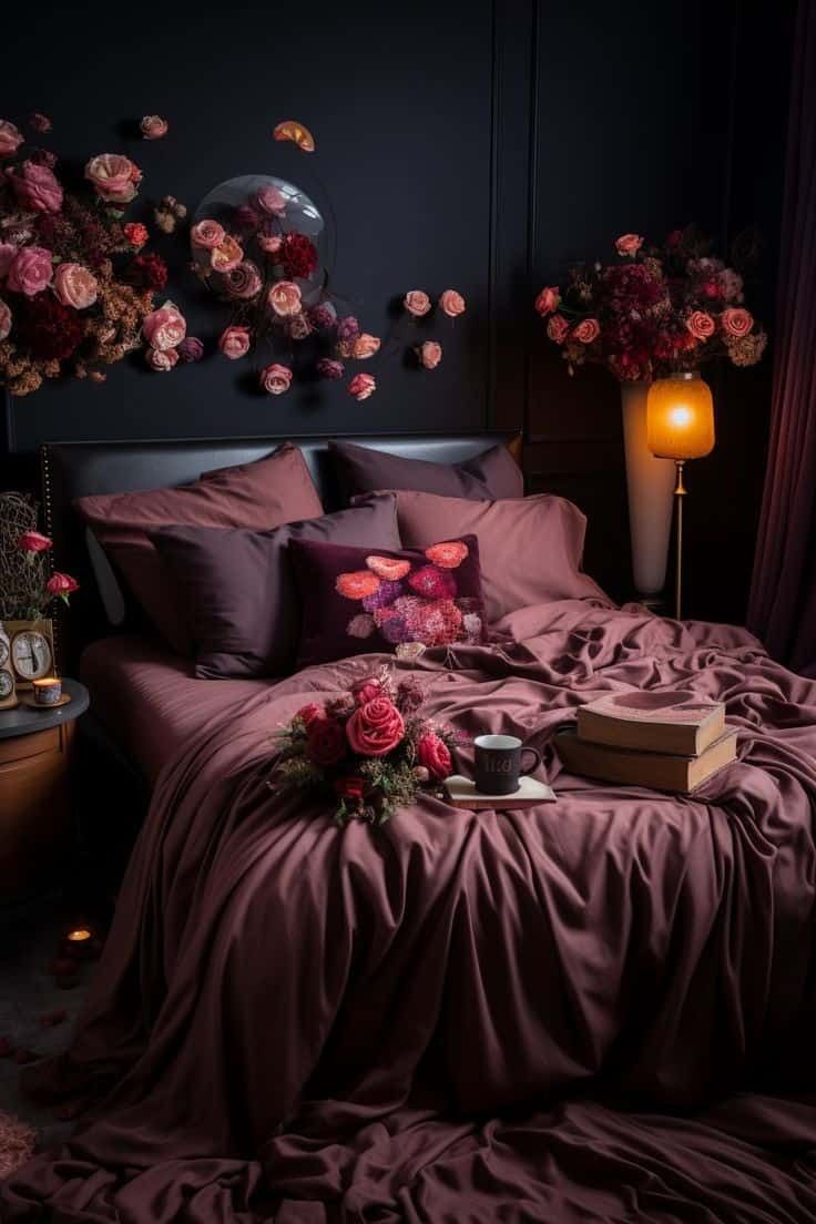 Creating a Dark Feminine Bedroom Retreat in 2024 | Romantic bedroom ...