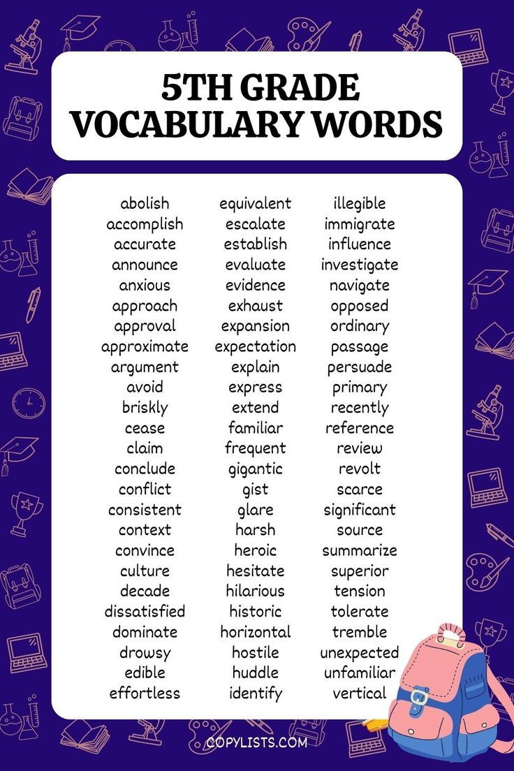 List of 5th grade vocabulary words – Artofit