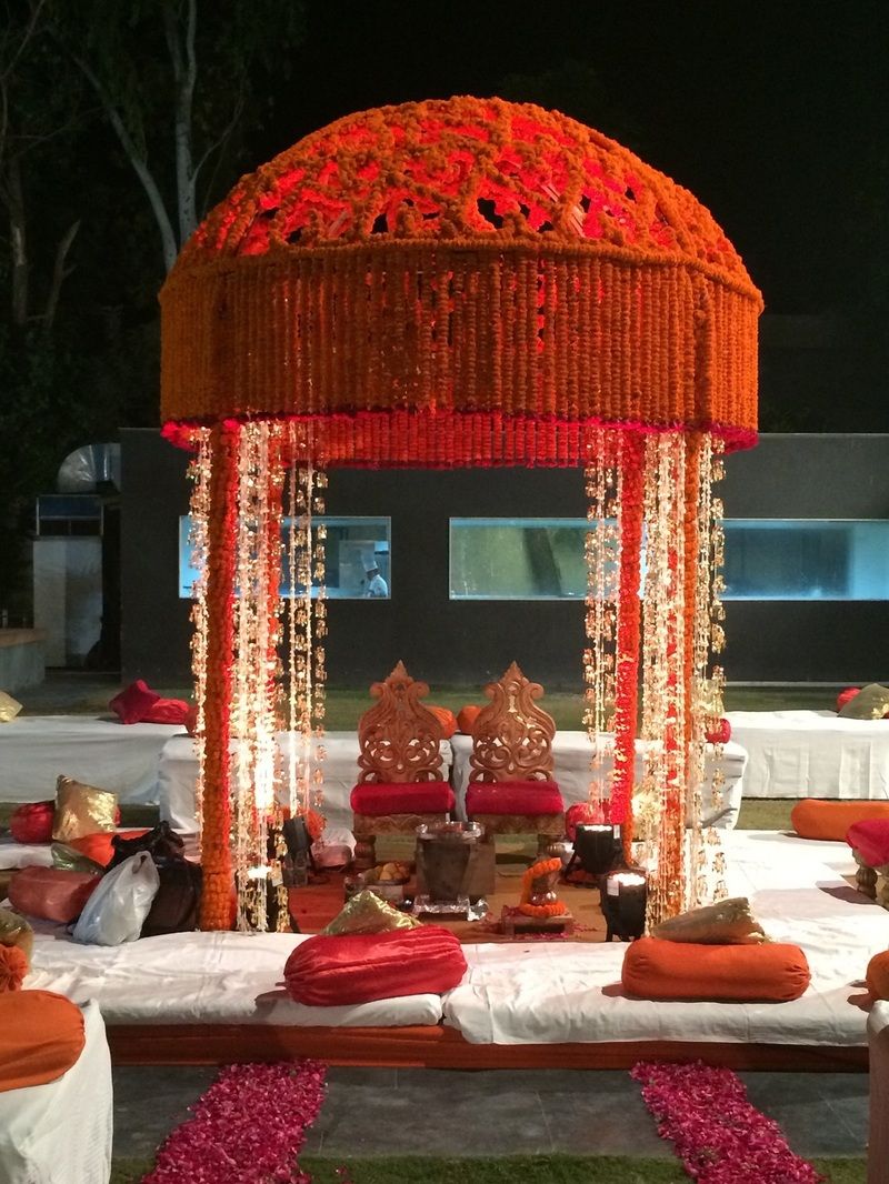 Orange Genda Flower Small Mandap Everything About The Wedding