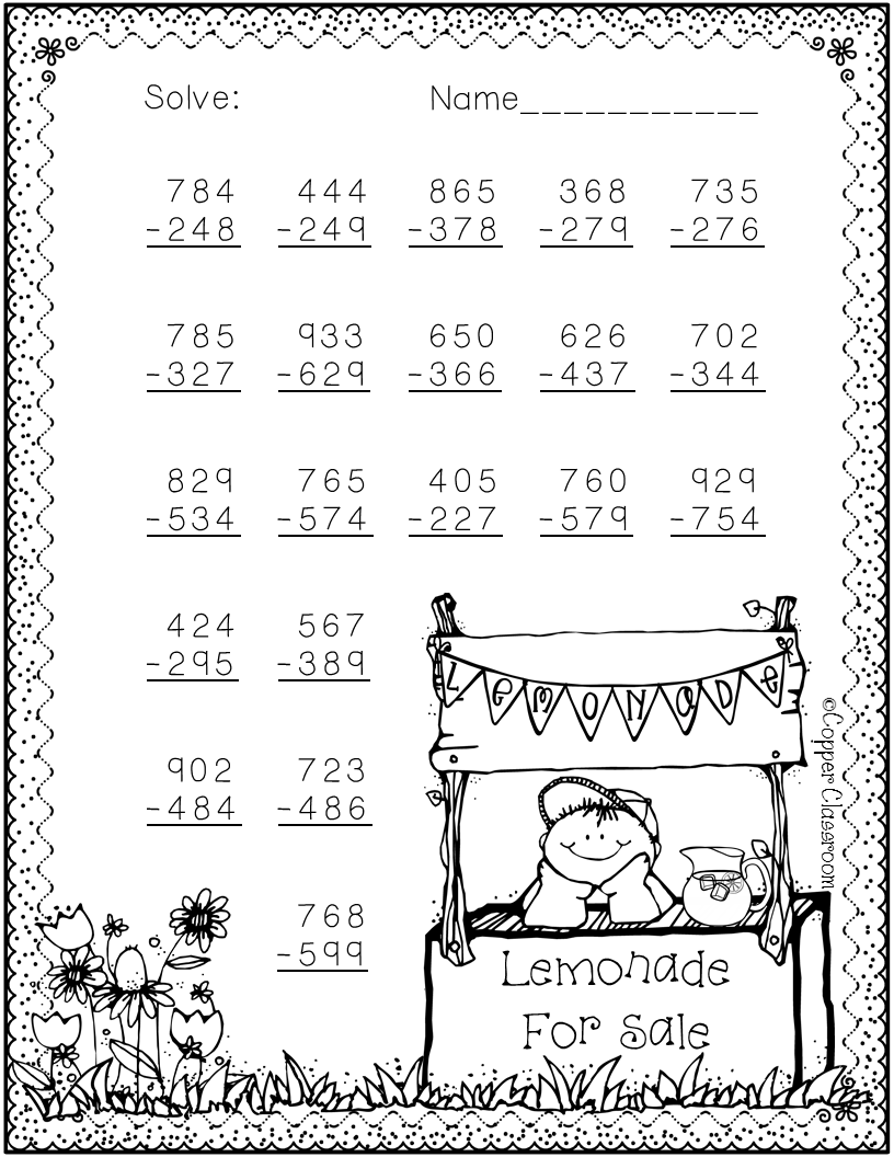 3.NBT.2 Summer Themed 3 Digit Subtraction With Regrouping | Math ...