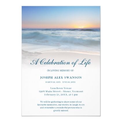 Beach Seaside Ocean Celebration of Life Funeral Invitation | Zazzle.com ...