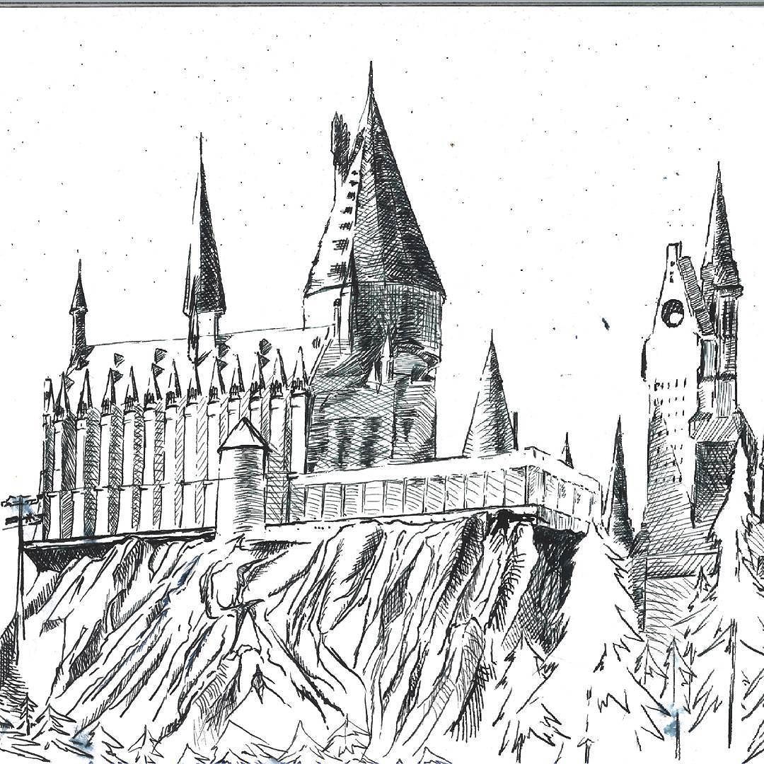 Simple Easy Hogwarts Castle Drawing