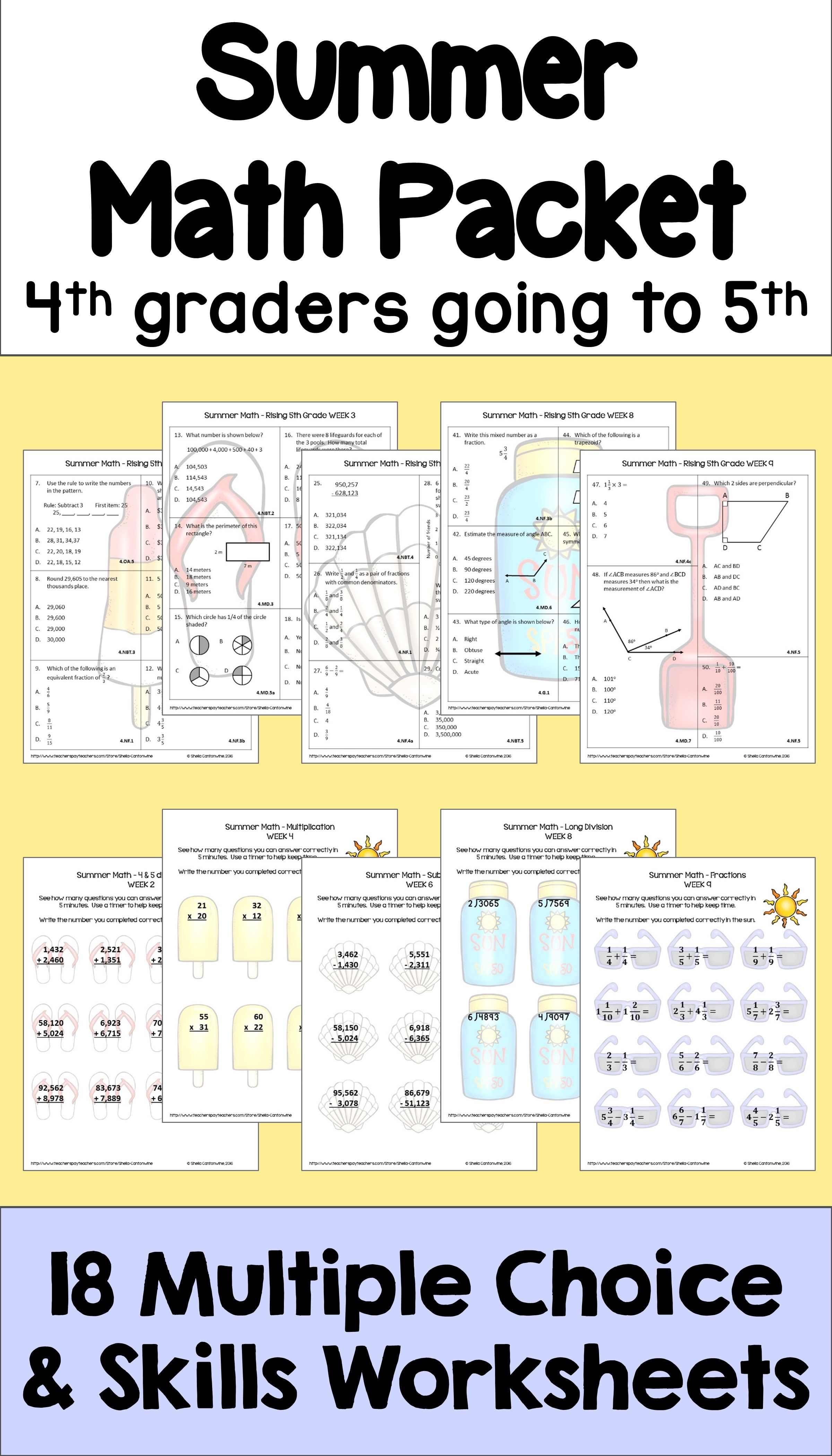 Free 4th Grade Math Worksheets Pdf Packet