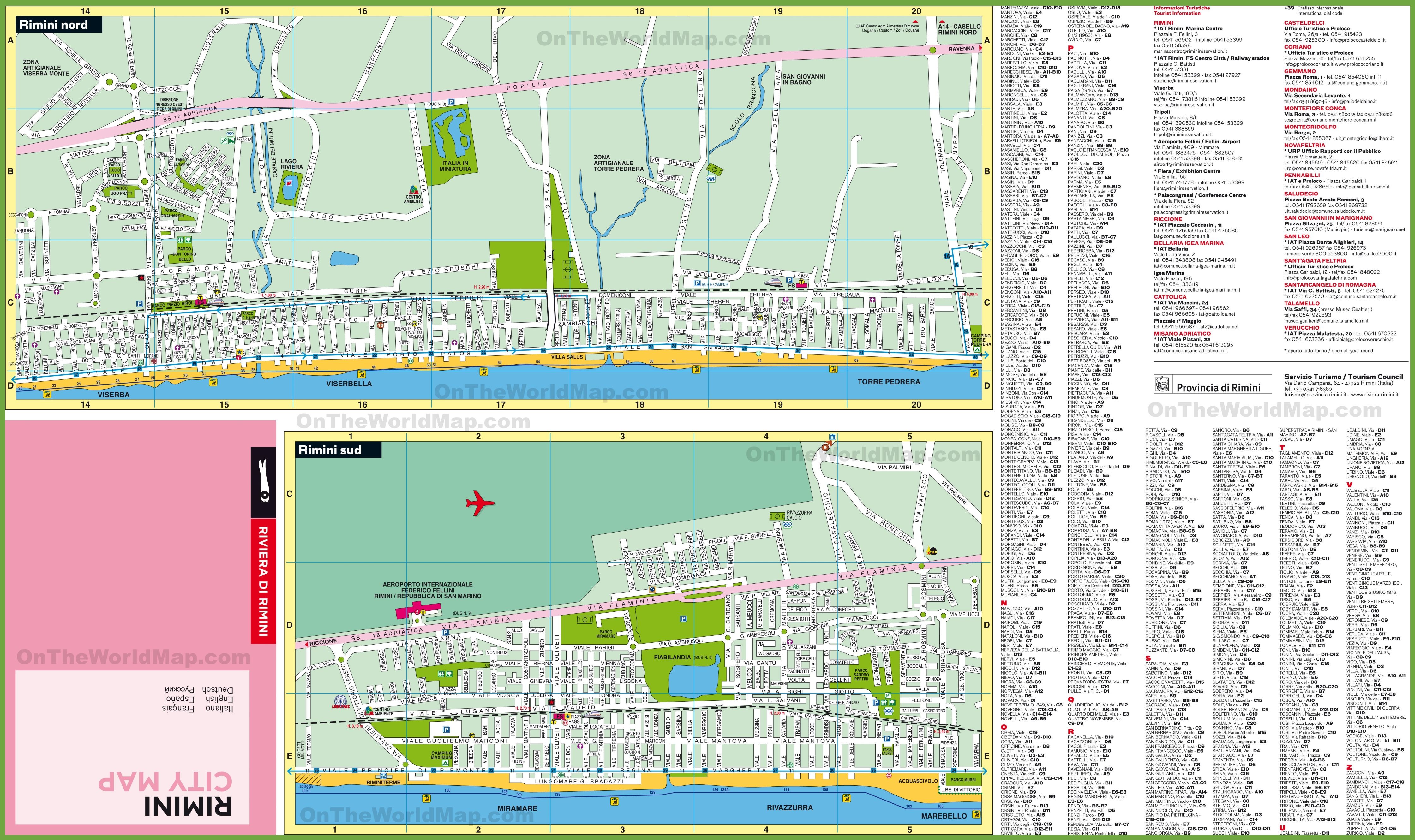 Travel map of south and north Rimini | Travel maps, Map, Travel