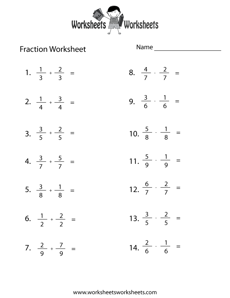 Worksheet Works Fraction Addition Answers