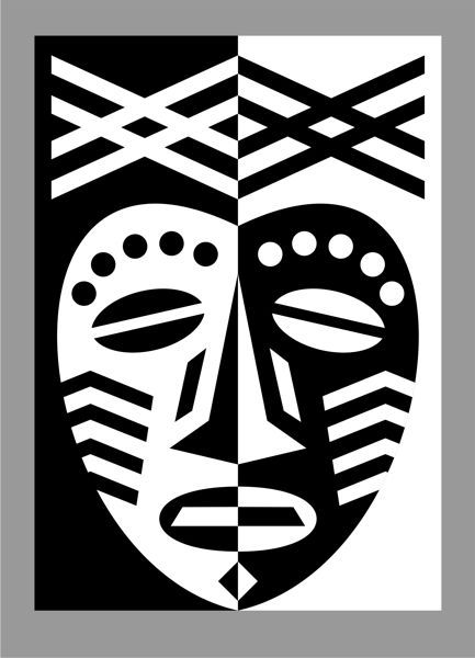 African Mask Design in two tone paper collage | African masks, Aztec ...