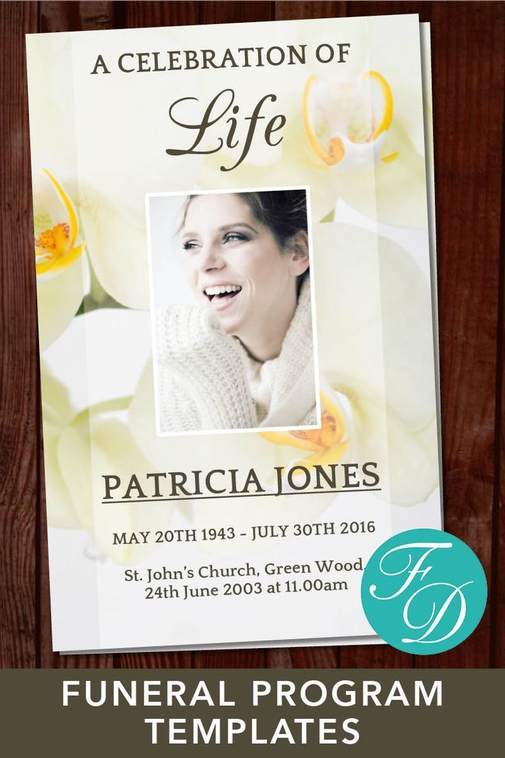 Orchid Funeral Program Template Celebration of Life - Etsy UK | Funeral ...