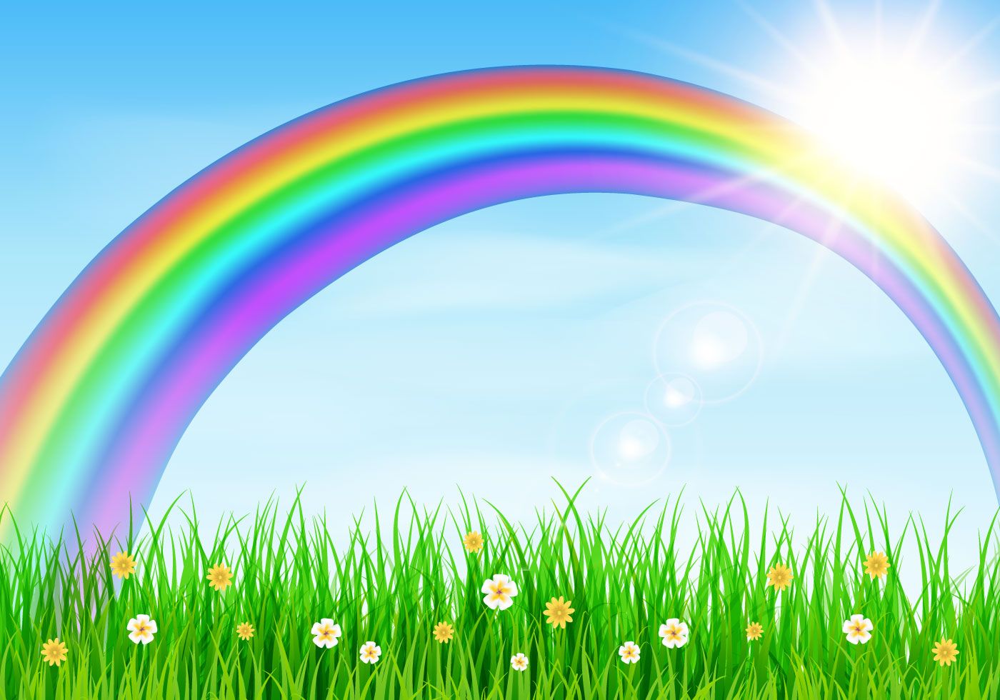 Beautiful Spring Rainbow Background Vector Graphic — day | Rainbow ...