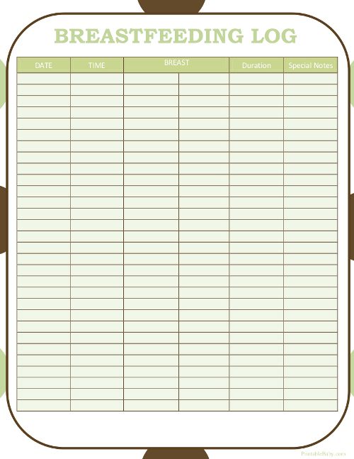 Printable Breastfeeding Log | Breastfeeding, Baby breastfeeding ...