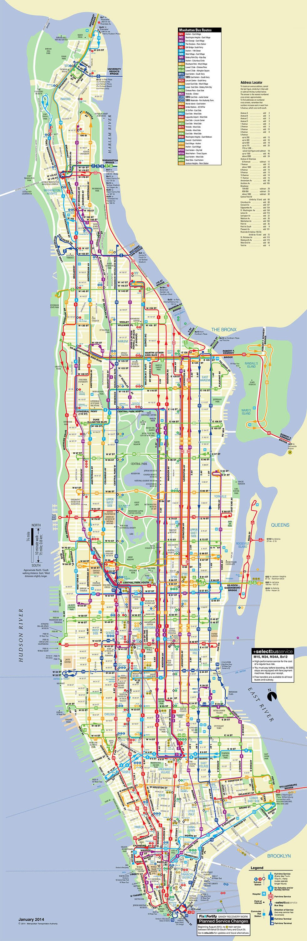 Plan et carte de bus de New York : stations et lignes | Bus map, Map of ...