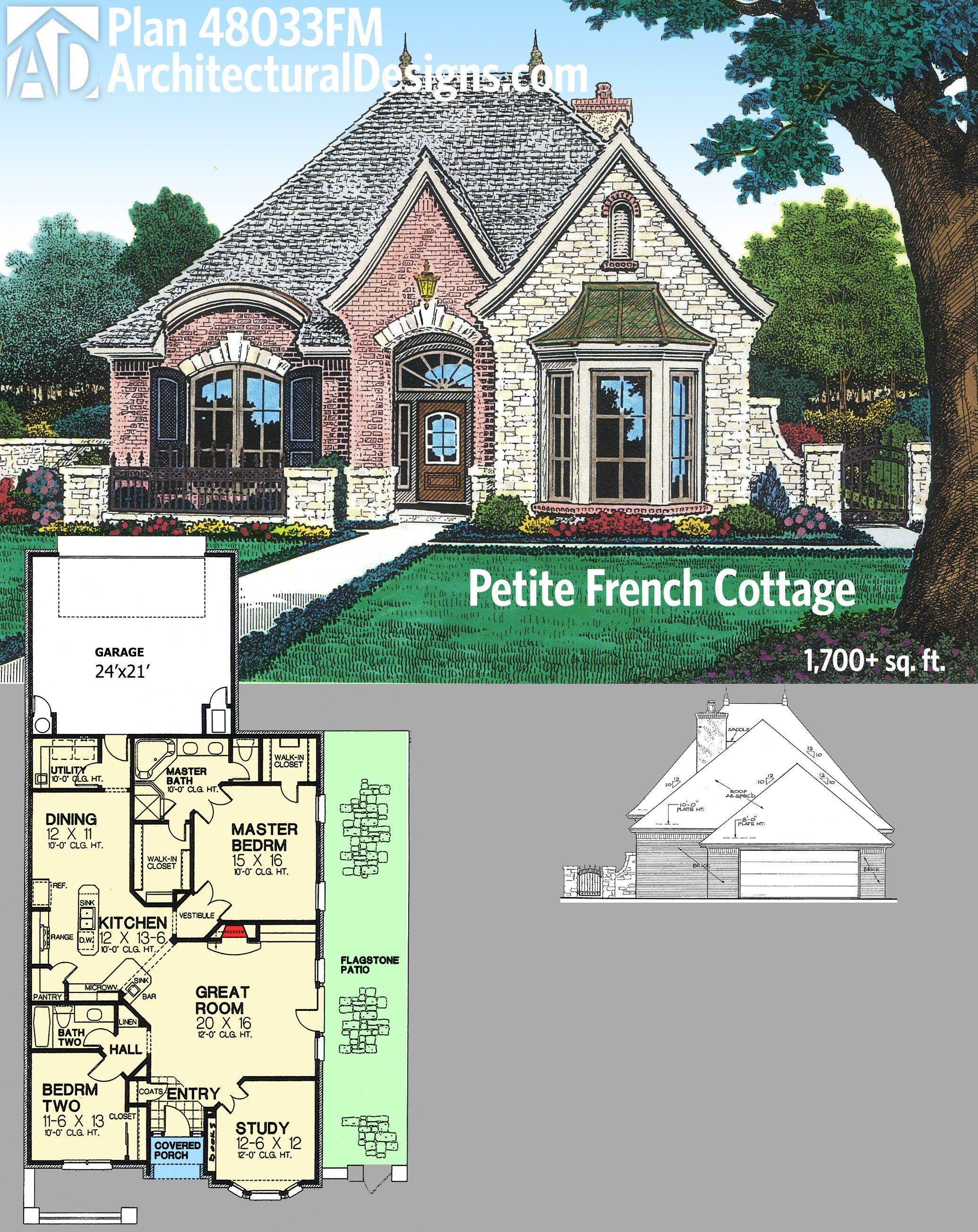 Plan 48033FM Petite French Cottage Country cottage house plans