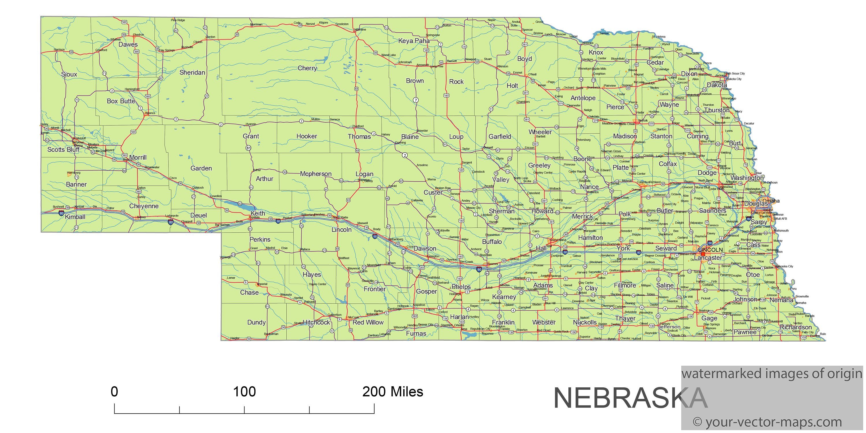 Printable Nebraska Map With Cities And Towns