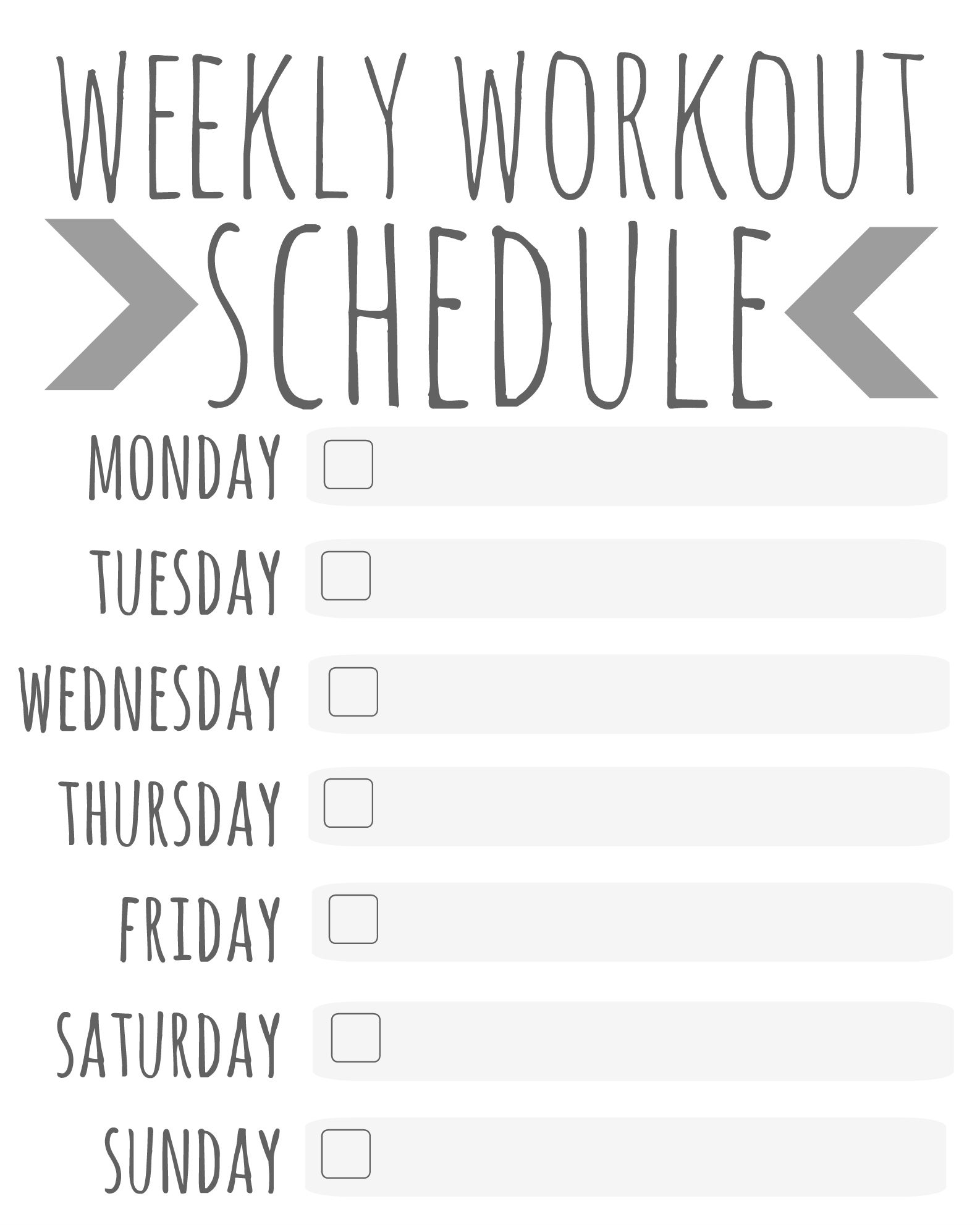 Weekly Workout Schedule Printable Weekly workout schedule, Gym