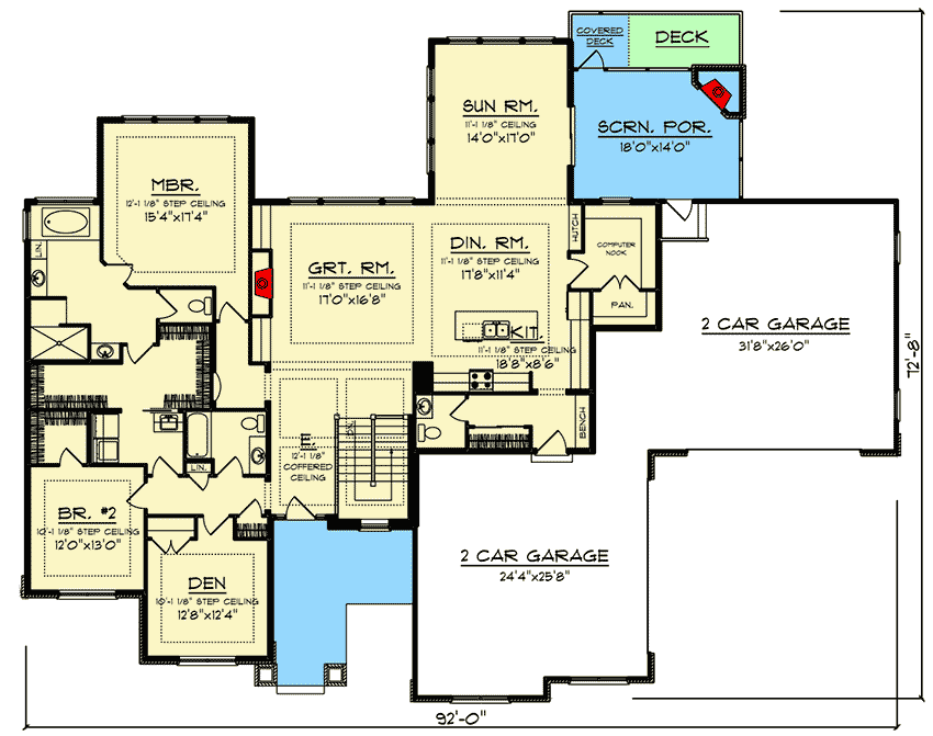 Plan 890136AH Walkout Ranch Home Plan with 4Car Garage in 2021 Ranch house plans, House