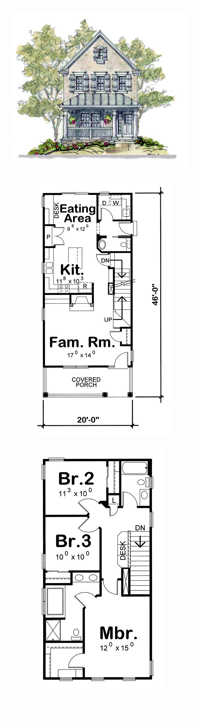 Image result for 24 ft. wide 2.5 story house plan Narrow house plans