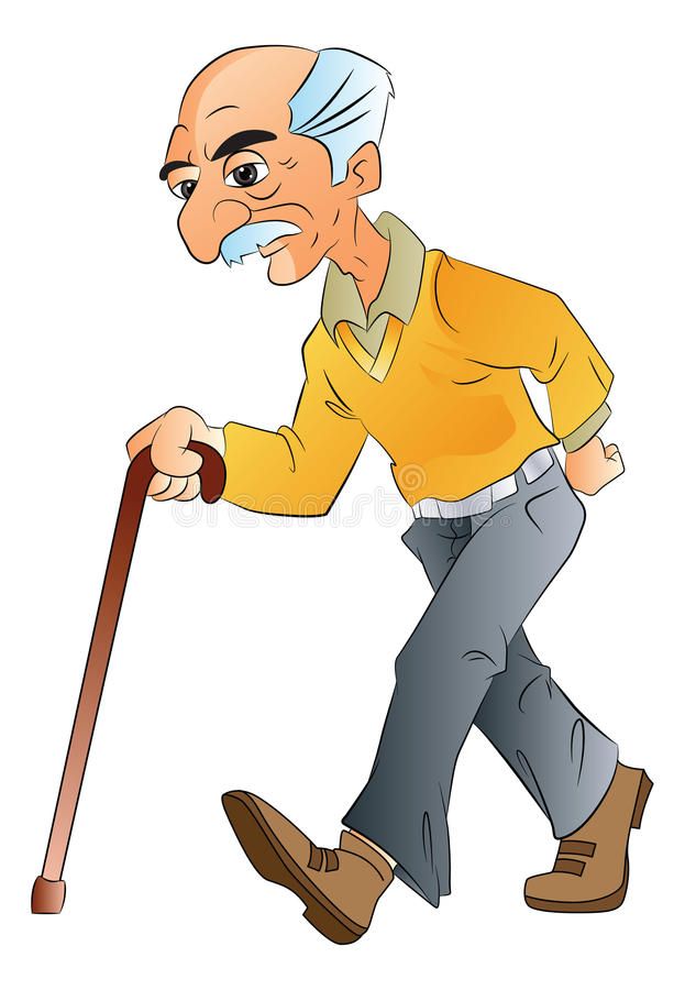 Old Man Walking, Illlustration Stock Illustration - Illustration of ...