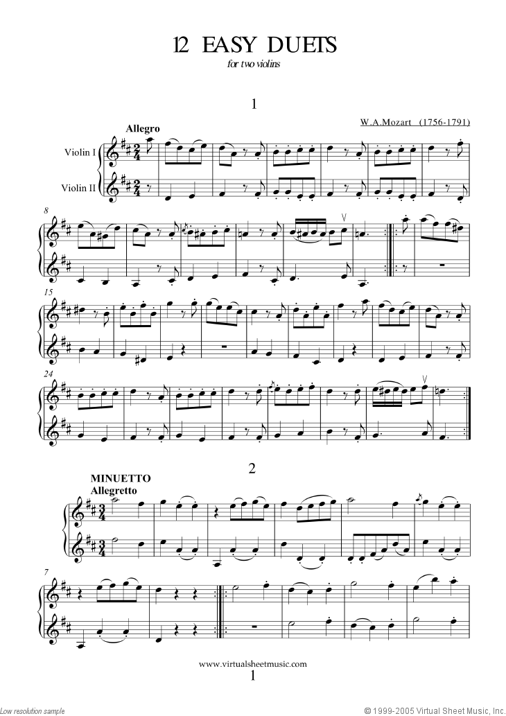 Mozart Easy Duets Sheet Music For Two Violins Pdf Interactive Sheet Music Violin Sheet Music Clarinet Music