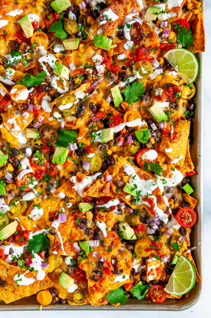 Loaded Vegetarian Sheet Pan Nachos - Aberdeen's Kitchen | Recipe ...