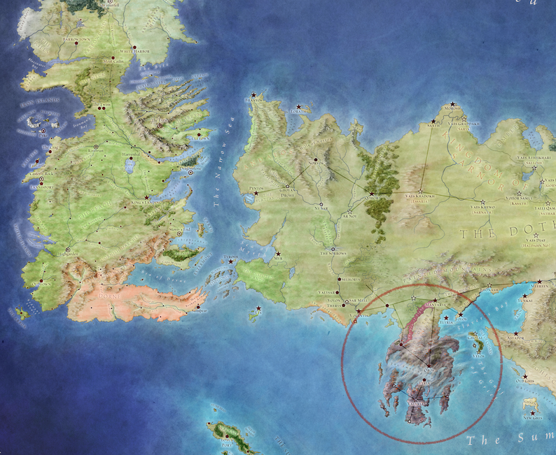 Valyria is southeast of Westeros, further south even than Dorne. Map ...