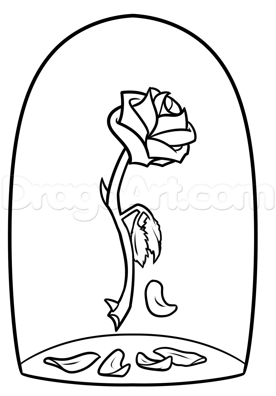 beauty and the beast rose drawing step 7 Rose Drawing Simple, Simple ...