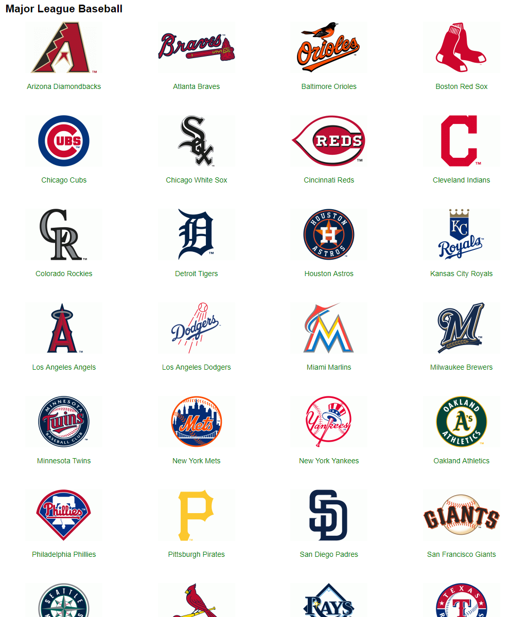 Printable List Of Mlb Teams