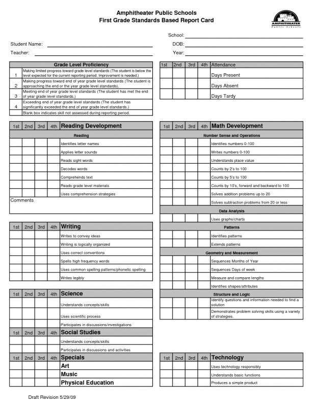 Homeschool Report Card Template Professional Texas Kindergarten Report ...