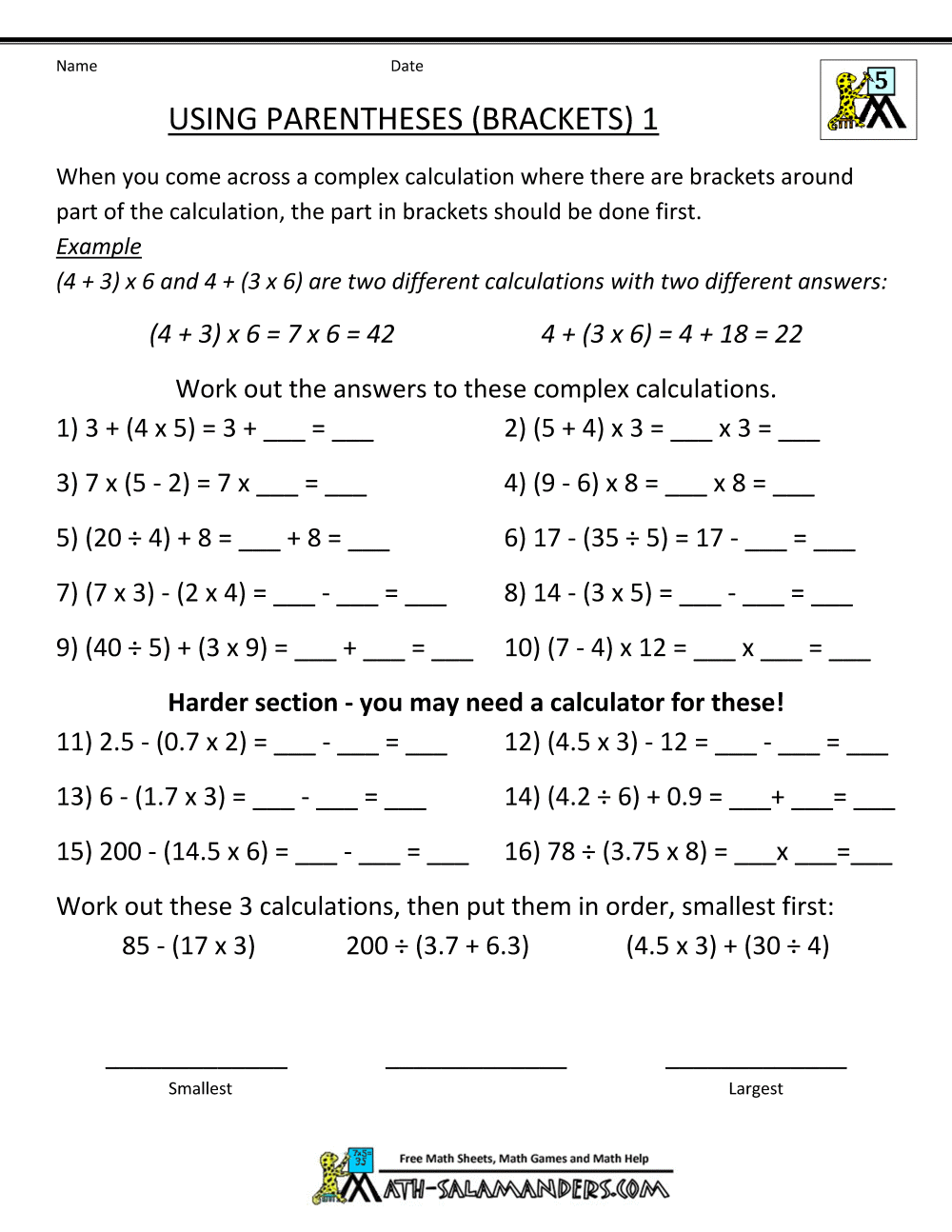 Bodmas Fraction Worksheets For Grade 5 With Answers - Timmy Renfro's ...