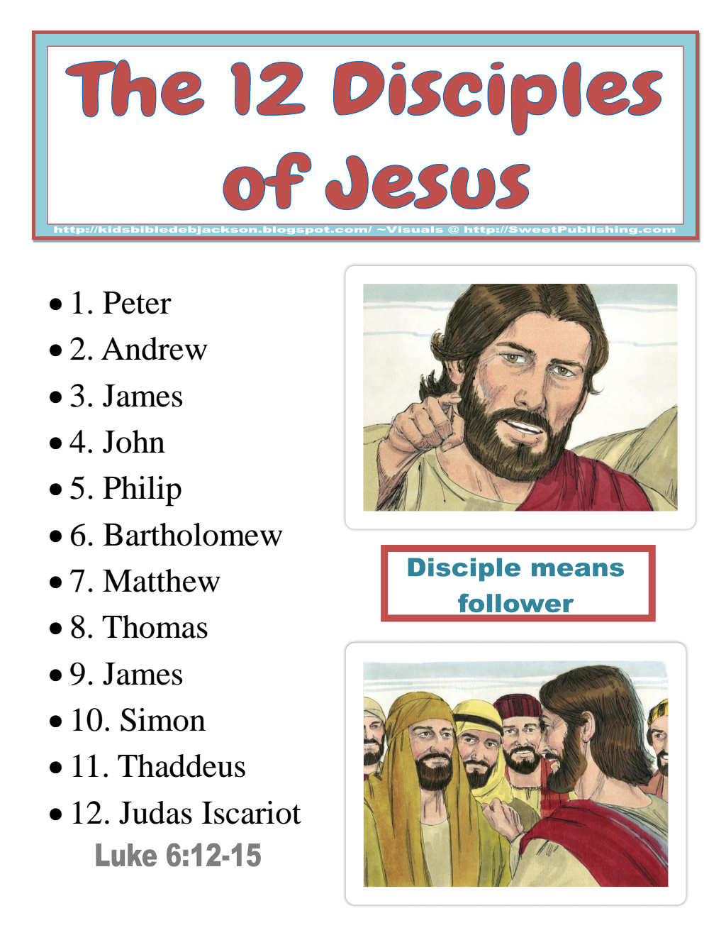 12 Disciples Printables Web Printable Templates For Children's Bible ...