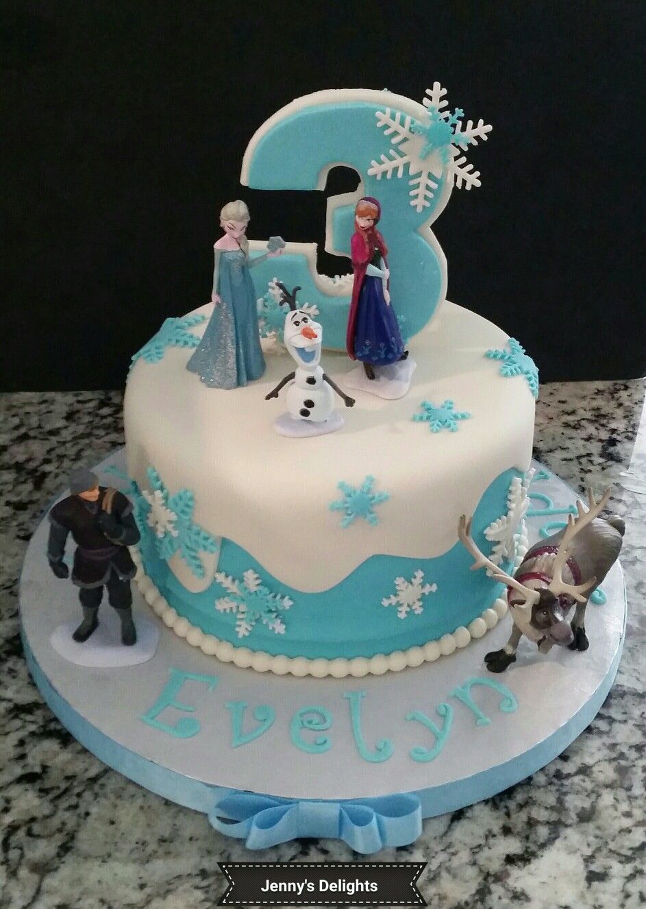 Frozen Themed Fondant Cake with Elsa, Anna, Olaf, Sven, and ...