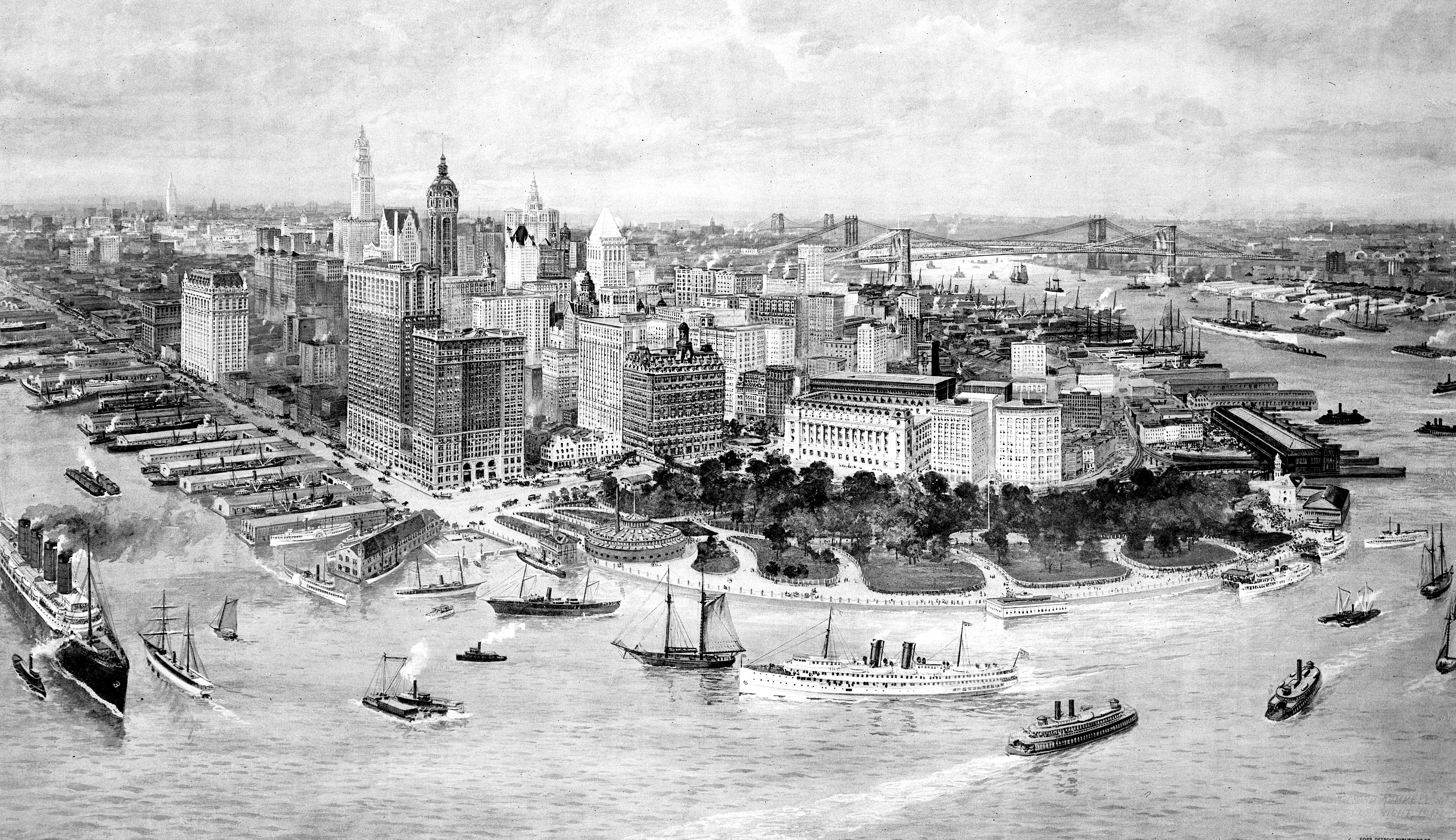 Bird's-Eye View of Lower Manhattan | Cool Old Photos | Lower manhattan ...