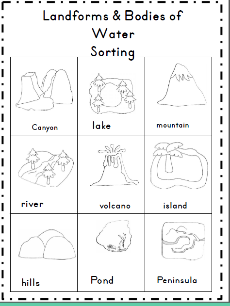 Bodies Of Water Worksheet