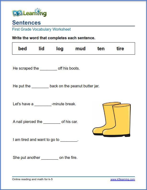 First Grade Vocabulary Worksheets – printable and organized by subject ...