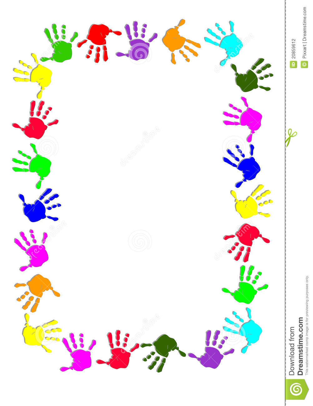 Colorful Handprint Border Clip Art | Clip art borders, Clip art, School ...