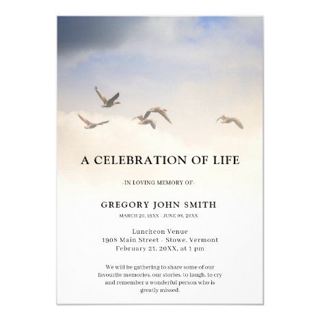 Birds Sky Nature Celebration of Life Funeral Invitation | Zazzle.com ...