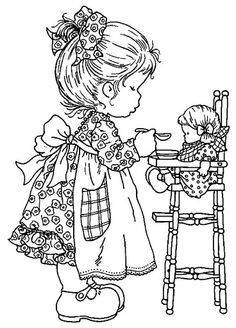 Girl Feeding Her Doll Copic Coloring, Free Coloring, Online Coloring ...