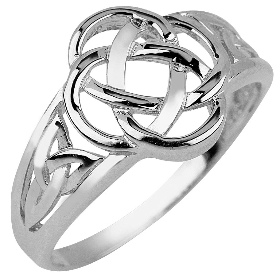 Trinity Knot Ring - Ladies White Gold Trinity Knot Ring at IrishShop ...