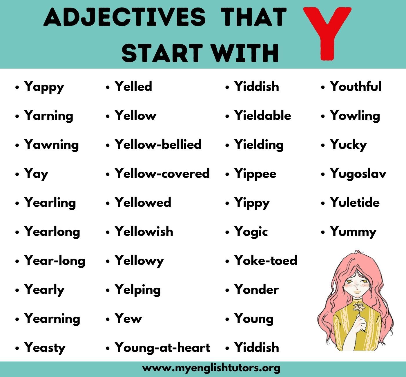 Adjectives That Start With Y