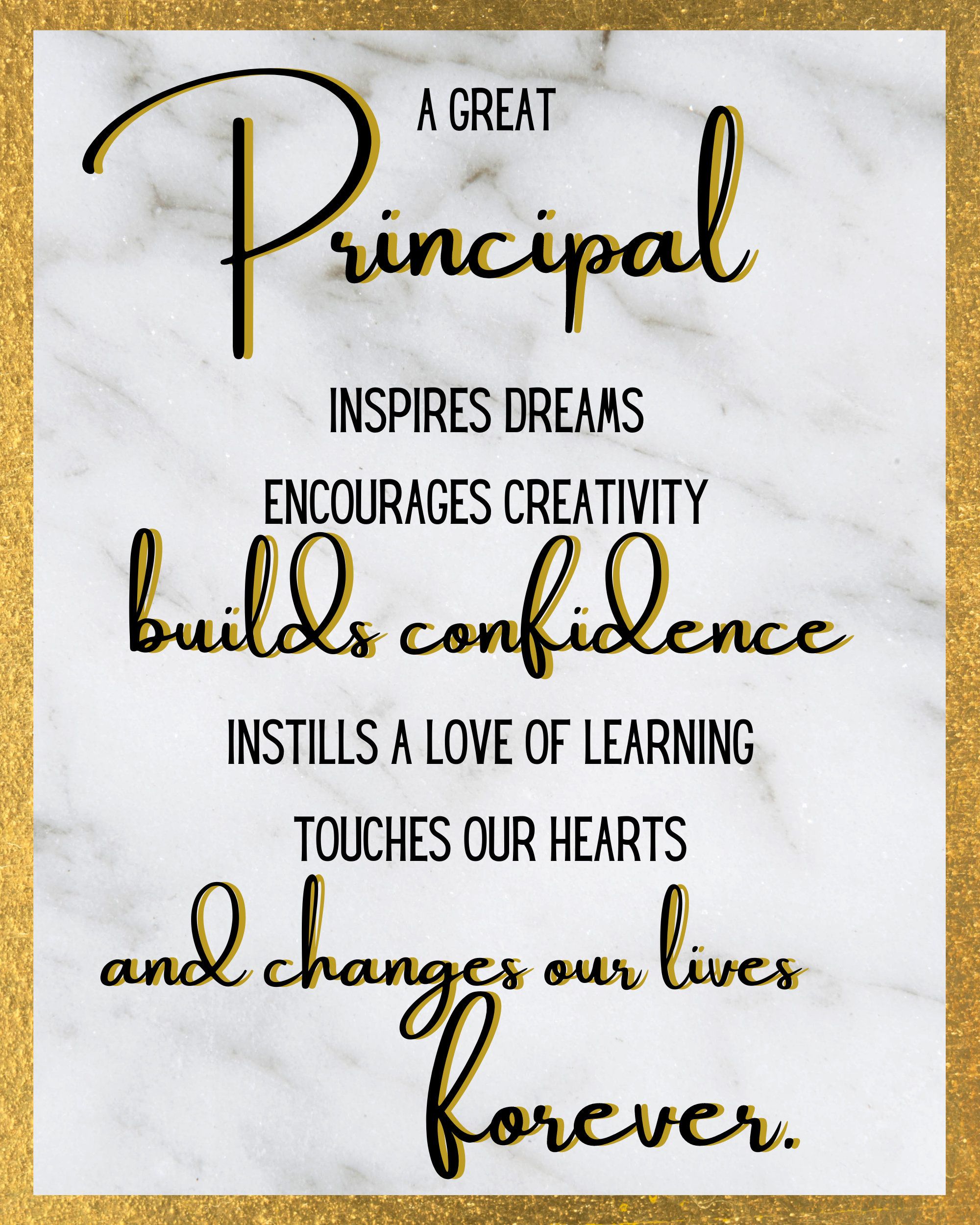 Black and gold principal quote printable principal gift principal ...