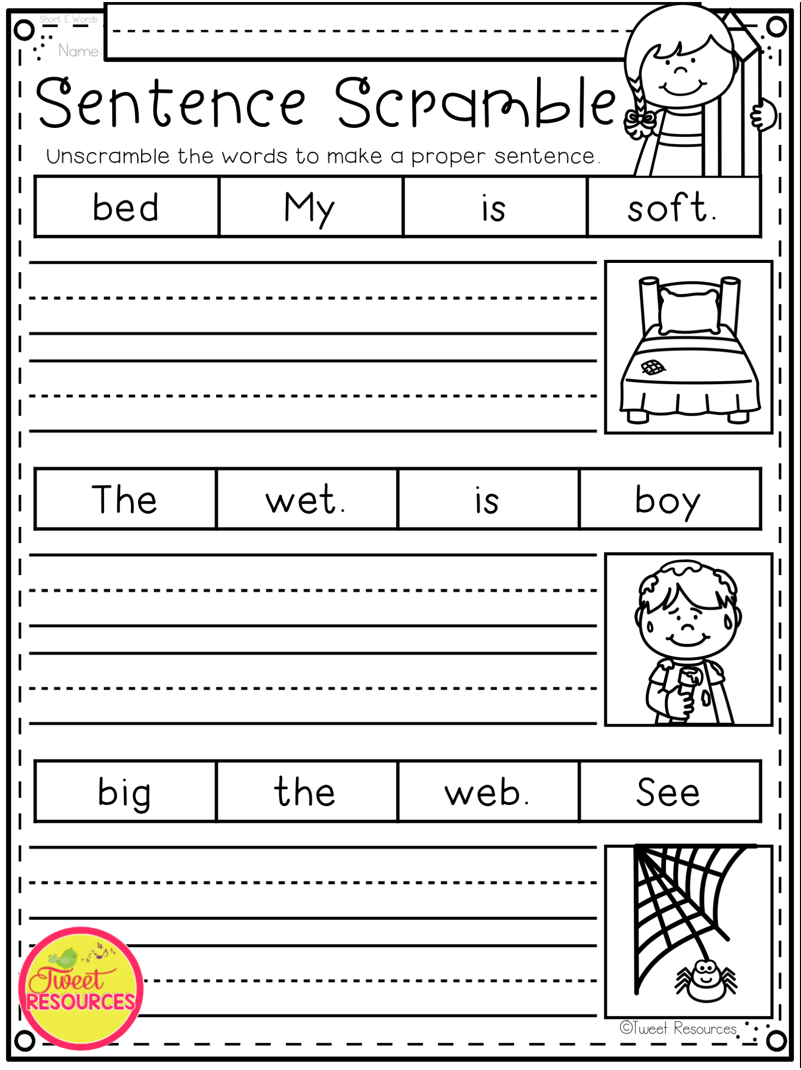 First Grade Sentence Worksheet Printables