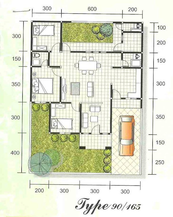 Denah Rumah Type 90 Denah Rumah Desain Desain Produk