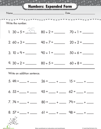 Expanded Form Worksheets For Class 1