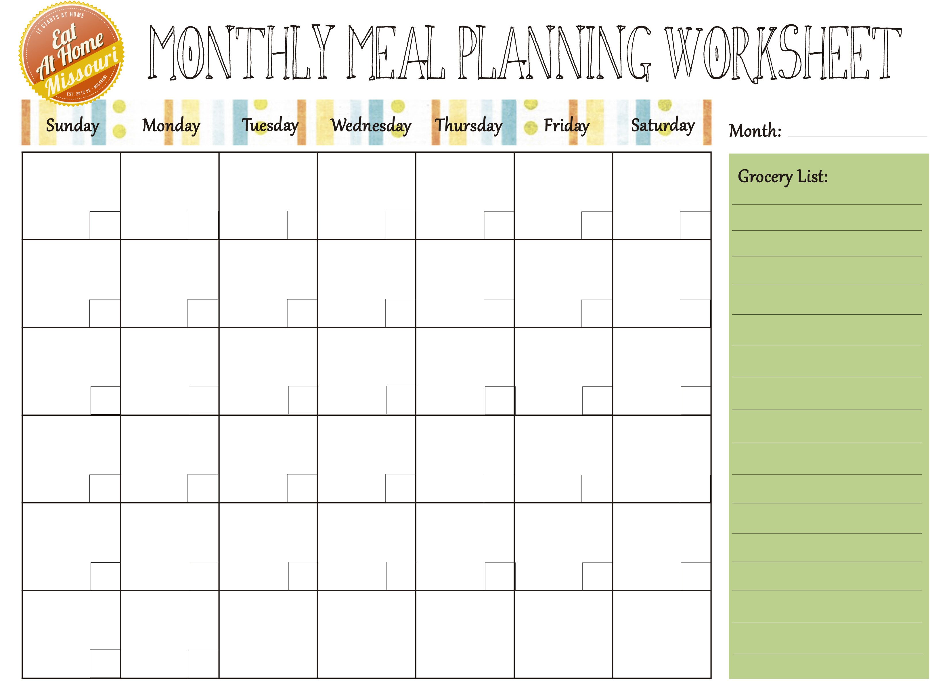 Printable Monthly Meal Planner Template Pdf