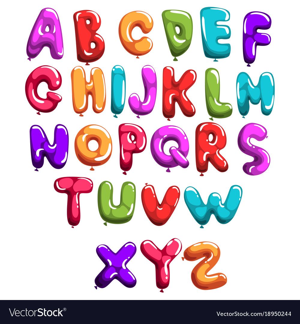 Set of colorful font in form balloons children s Vector Image | Art ...