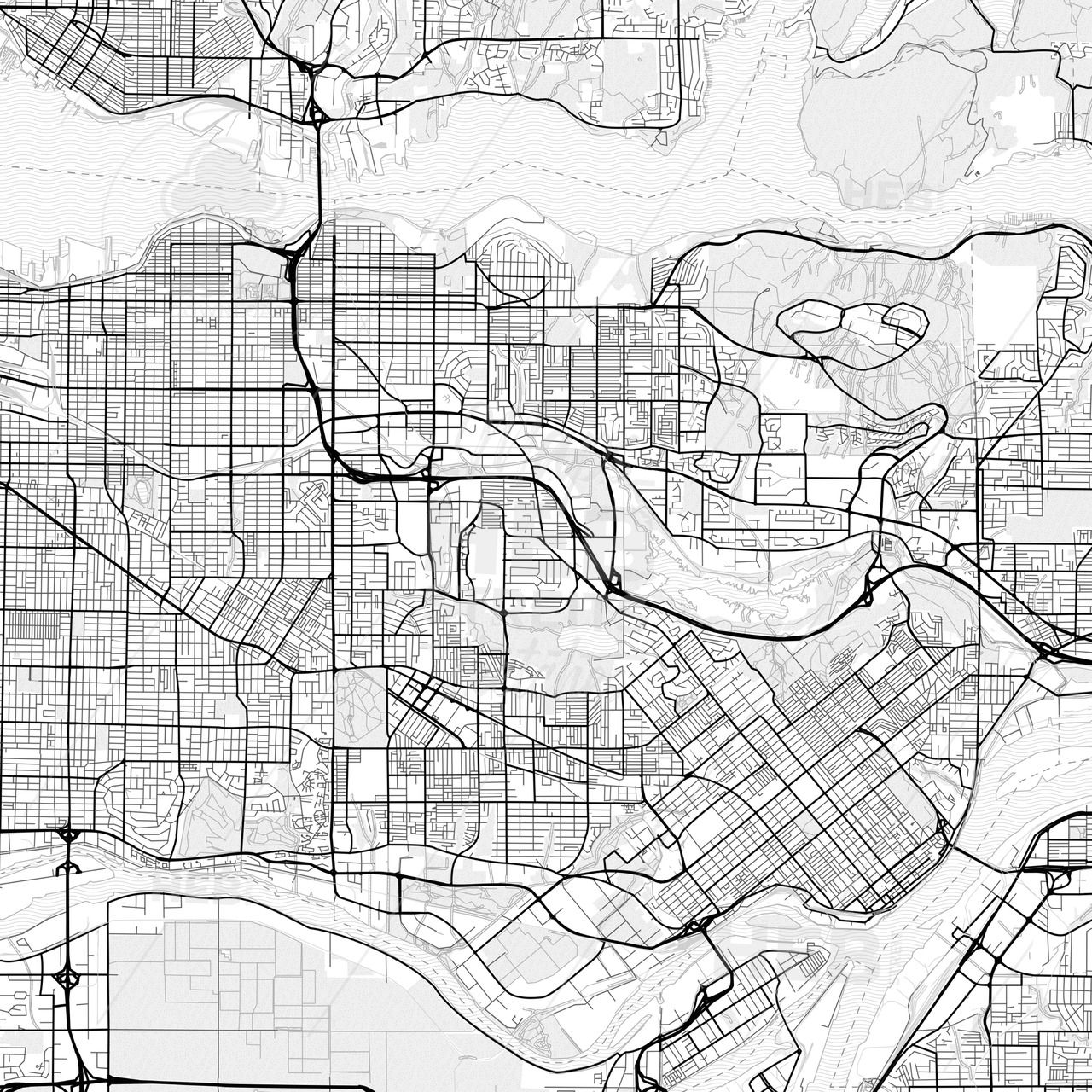 Vector PDF map of Burnaby, Canada - HEBSTREITS | Printable maps, Map ...