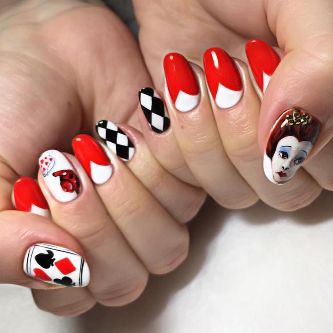 T H E N A I L B A R On Instagram Queen Of Hearts Nail Art Heart Nail Art Heart Nails Nails